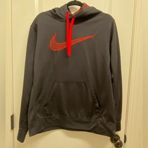 Men’s Nike Black and Red Hoodie - Medium
